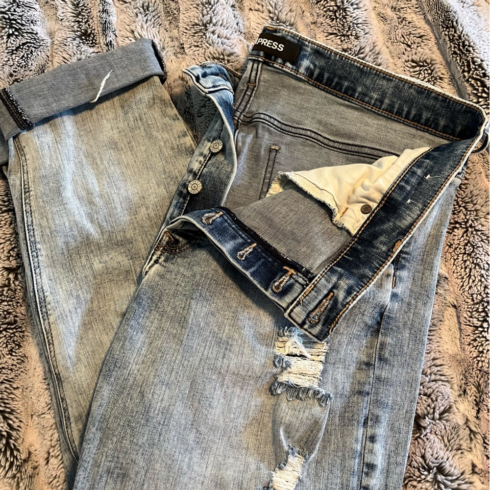 Express Women’s Vintage Skinny High Rise Button Fly Jeans